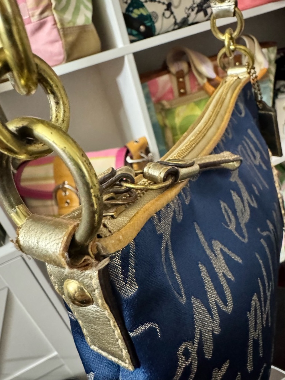 Coach 2011 Poppy Blue Script Shoulder Bag - Picture 6 of 12